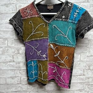 VINTAGE‎ Kyber embroidered patch tee shirt women’s size medium multicolor nature